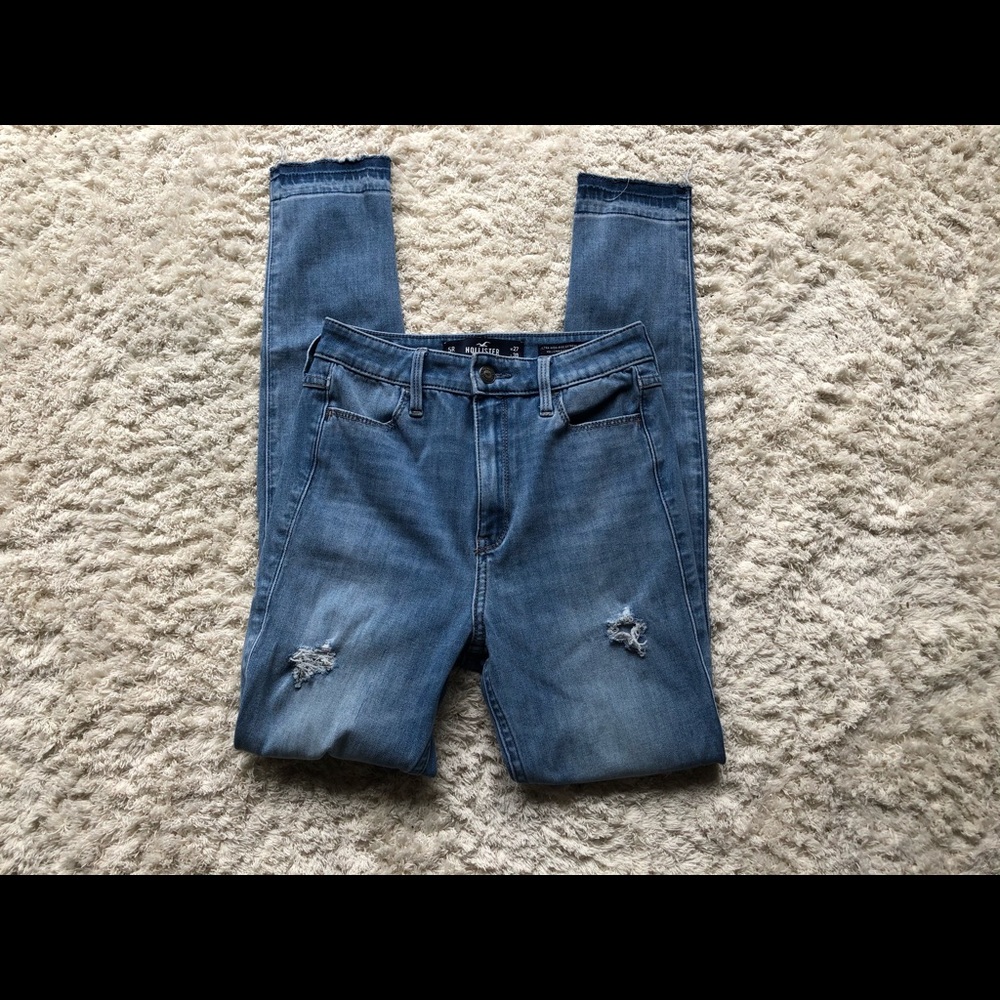 High Waisted Lightly Distressed Jeans